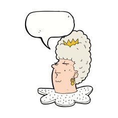 cartoon queen's head with speech bubble N9