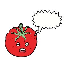 cartoon tomato with speech bubble N34