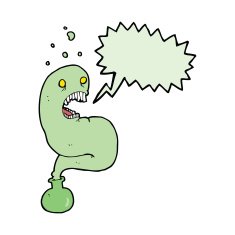 cartoon halloween ghost in bottle with speech bubble N15