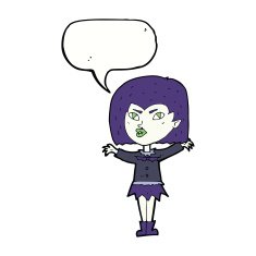 cartoon vampire girl with speech bubble N188