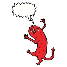 cartoon little monster with speech bubble N25