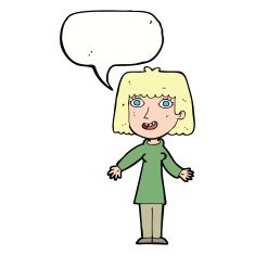 cartoon happy woman with speech bubble N207