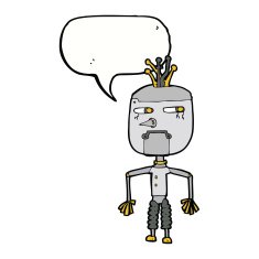 cartoon robot with speech bubble N154