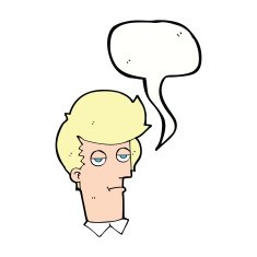 cartoon bored man with speech bubble N33