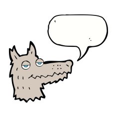 cartoon wolf head with speech bubble N20