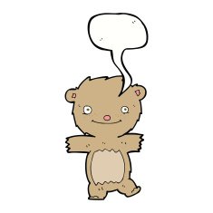 cartoon teddy bear with speech bubble N12