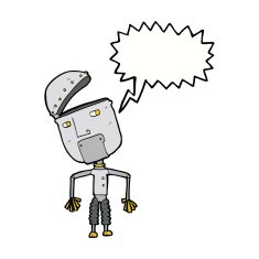 cartoon funny robot with speech bubble N65