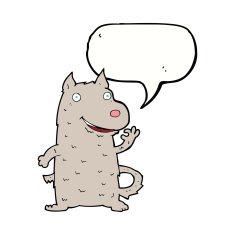 cartoon happy dog with speech bubble N64