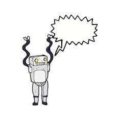cartoon funny robot with speech bubble N66