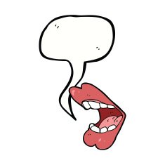 cartoon mouth with speech bubble