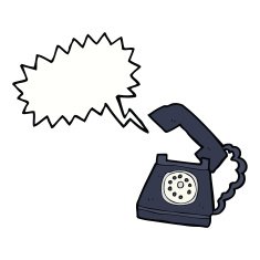cartoon ringing telephone with speech bubble