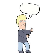 cartoon grumpy man with speech bubble N17