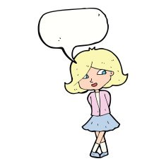 cartoon happy girl with speech bubble N70