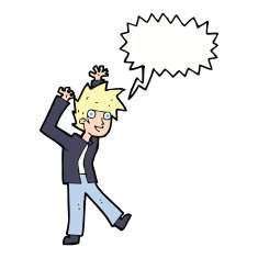 cartoon excited boy with speech bubble N120