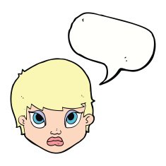 cartoon sulking woman with speech bubble N9
