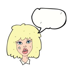 cartoon woman with bruised face speech bubble N8