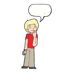 cartoon boy wondering with speech bubble N9