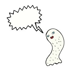 funny cartoon ghost with speech bubble N74