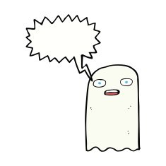funny cartoon ghost with speech bubble N75