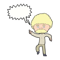 cartoon seventies style man disco dancing with speech bubble N9
