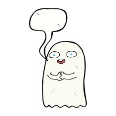 funny cartoon ghost with speech bubble N76