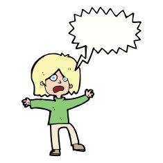 cartoon unhappy person with speech bubble N9