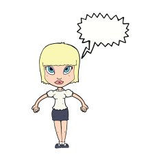 cartoon pretty woman with speech bubble N227