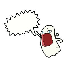 funny cartoon ghost with speech bubble N79