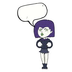 cartoon vampire girl with speech bubble N190