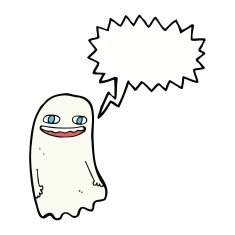 funny cartoon ghost with speech bubble N80
