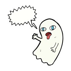 funny cartoon ghost with speech bubble N81
