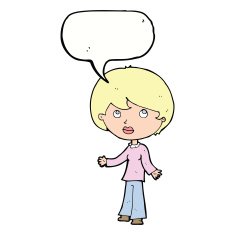 cartoon woman thinking with speech bubble N31