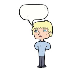 cartoon unhappy man with speech bubble N9