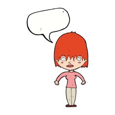 cartoon woman staring with speech bubble N25