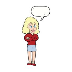 cartoon woman with crossed arms speech bubble N41