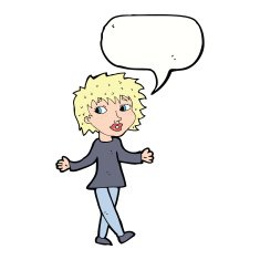 cartoon woman with no worries speech bubble N33