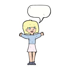 cartoon excited woman with speech bubble N106