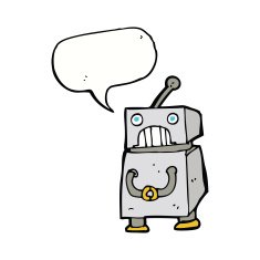 cartoon robot with speech bubble N155