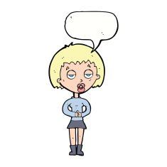 cartoon bored woman waiting with speech bubble N9