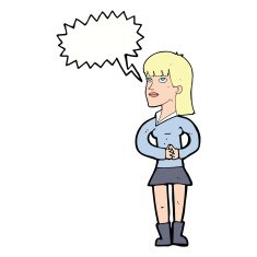 cartoon woman waiting with speech bubble N17