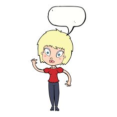 cartoon pretty girl with speech bubble N85