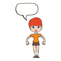 cartoon woman looking annoyed with speech bubble N9