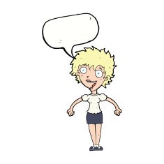 cartoon excited woman with speech bubble N109