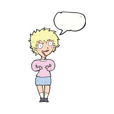 cartoon excited woman with speech bubble N110