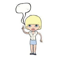 cartoon woman with idea speech bubble N206