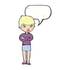 cartoon annoyed woman with speech bubble N151