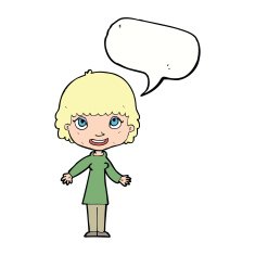 cartoon happy woman with speech bubble N209