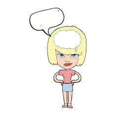 cartoon woman thinking with speech bubble N32