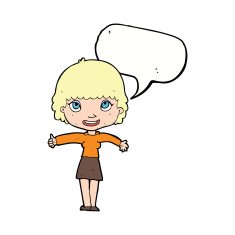 cartoon happy girl with speech bubble N72