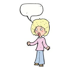 cartoon surprised woman with speech bubble N201